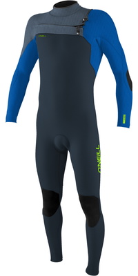 2025 O'Neill Junior Hyperfreak 4/3+mm Chest Zip Wetsuit 5351 - Dark Orion / Deep Sea / Copen Blue